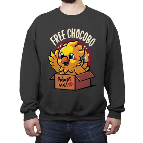 Free Chocobo - Crew Neck Sweatshirt Crew Neck Sweatshirt RIPT Apparel Small / Charcoal