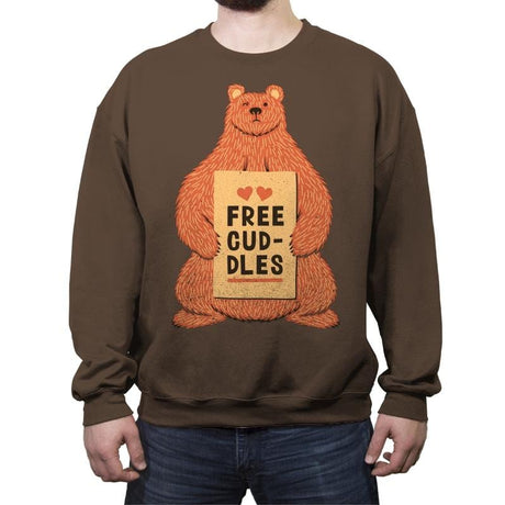 Free Cuddles - Crew Neck Sweatshirt Crew Neck Sweatshirt RIPT Apparel Small / Dark Chocolate