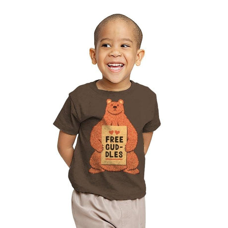 Free Cuddles - Youth T-Shirts RIPT Apparel X-small / Dark chocolate