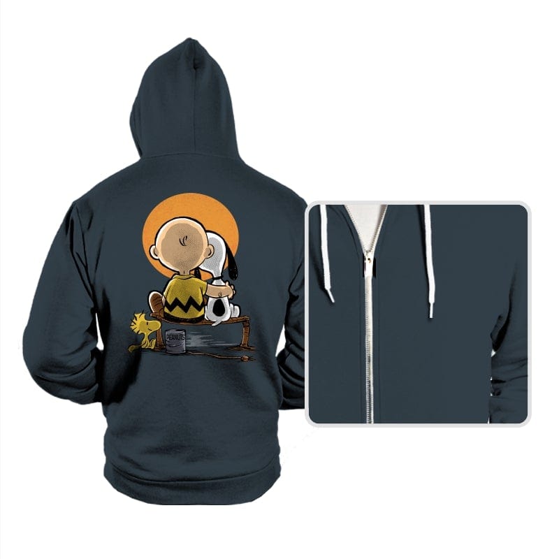 Friends Gazing at the Moon - Hoodies Hoodies RIPT Apparel Small / Dark Gray