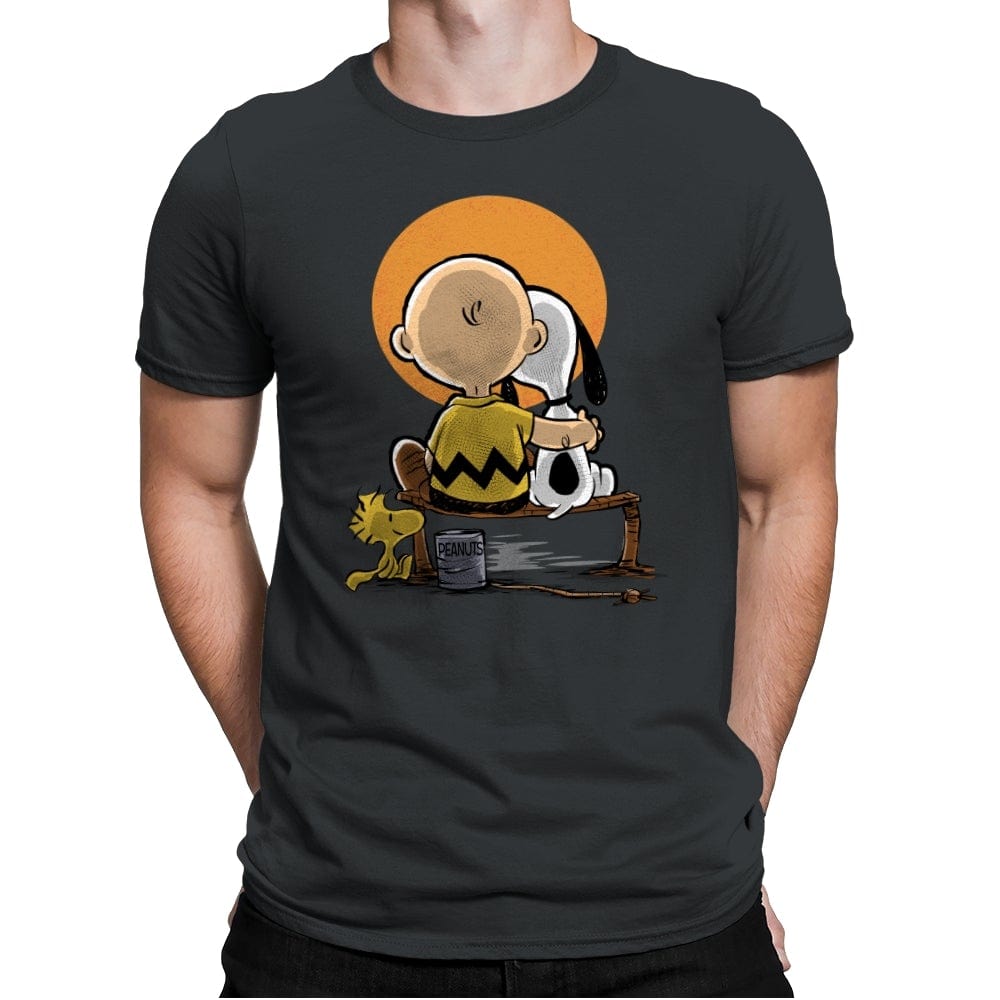 Friends Gazing at the Moon - Mens Premium T-Shirts RIPT Apparel Small / Heavy Metal
