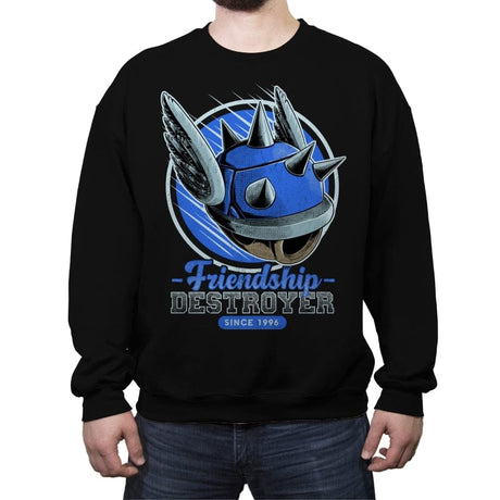 Friendship Destroyer - Nostalgic Racing Game - Crew Neck Sweatshirt Crew Neck Sweatshirt RIPT Apparel Small / Black