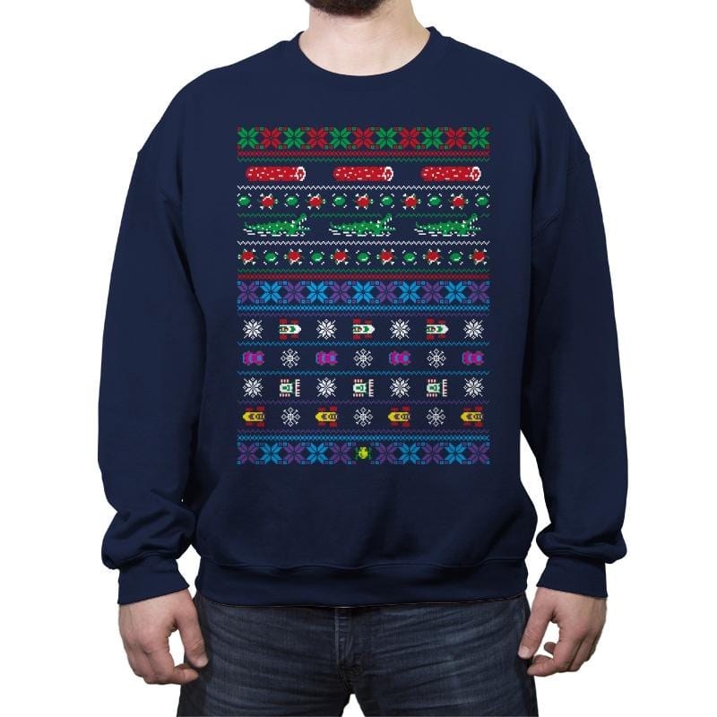 Frogs, Logs and Automobiles - Crew Neck Sweatshirt Crew Neck Sweatshirt RIPT Apparel Small / Navy