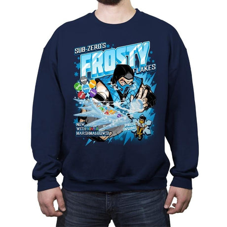 Frosty Flakes Cereal - Anytime - Crew Neck Sweatshirt Crew Neck Sweatshirt RIPT Apparel Small / Navy