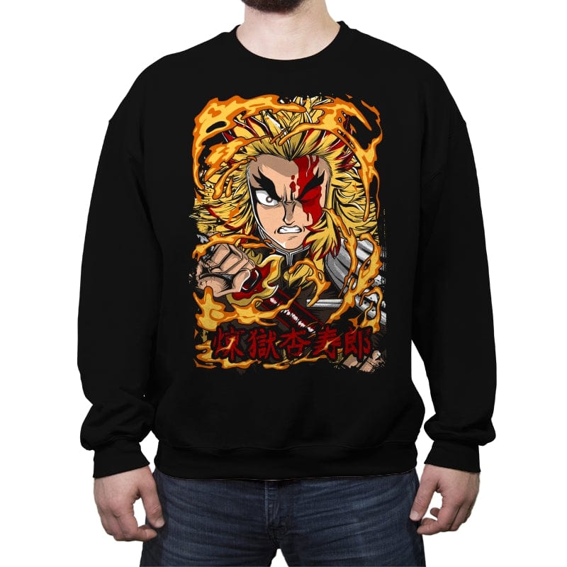 Fury Of Rengoku - Crew Neck Sweatshirt Crew Neck Sweatshirt RIPT Apparel Small / Black