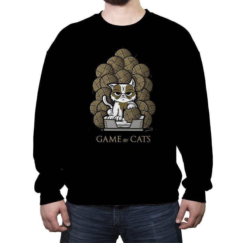Game Of Cats - Crew Neck Sweatshirt Crew Neck Sweatshirt RIPT Apparel Small / Black
