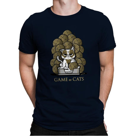 Game Of Cats - Mens Premium T-Shirts RIPT Apparel Small / Midnight Navy