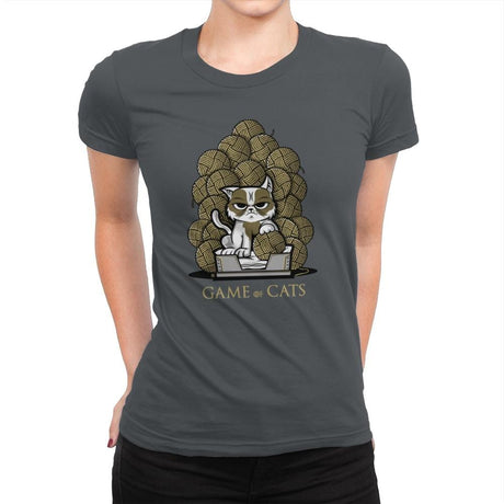 Game Of Cats - Womens Premium T-Shirts RIPT Apparel Small / Heavy Metal
