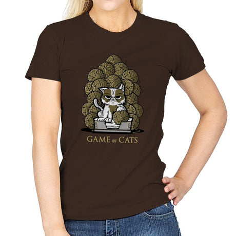 Game Of Cats - Womens T-Shirts RIPT Apparel Small / Dark Chocolate
