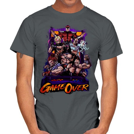 Game Over Retro Gamer - Mens T-Shirts RIPT Apparel Small / Charcoal
