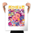 Ganbatte Machine  - Prints Posters RIPT Apparel 18x24 / White