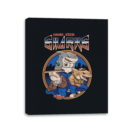 Gangster Sharks - Canvas Wraps Canvas Wraps RIPT Apparel 11x14 / Black