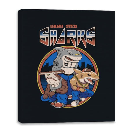 Gangster Sharks - Canvas Wraps Canvas Wraps RIPT Apparel 16x20 / Black