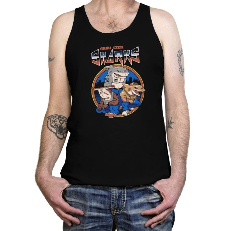 Gangster Sharks - Tanktop Tanktop RIPT Apparel X-Small / Black