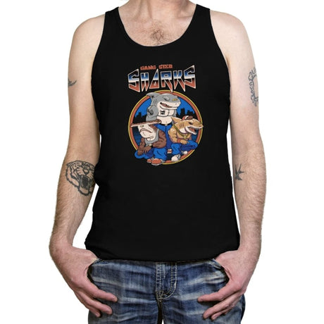 Gangster Sharks - Tanktop Tanktop RIPT Apparel X-Small / Black