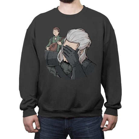 Geralt Face Palm - Crew Neck Sweatshirt Crew Neck Sweatshirt RIPT Apparel Small / Charcoal