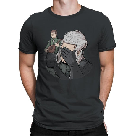 Geralt Face Palm - Mens Premium T-Shirts RIPT Apparel Small / Heavy Metal