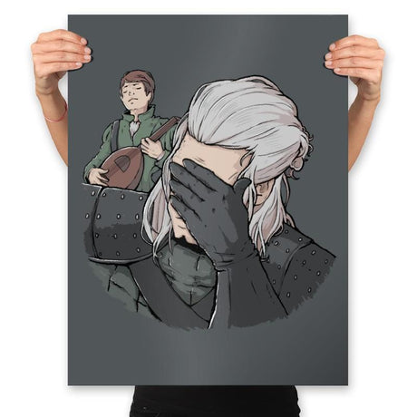 Geralt Face Palm - Prints Posters RIPT Apparel 18x24 / Charcoal