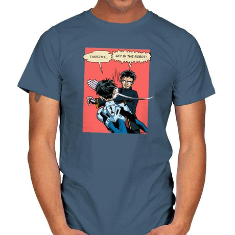 Get in the Robot Exclusive - Anime History Lesson - Mens T-Shirts RIPT Apparel Small / Indigo Blue