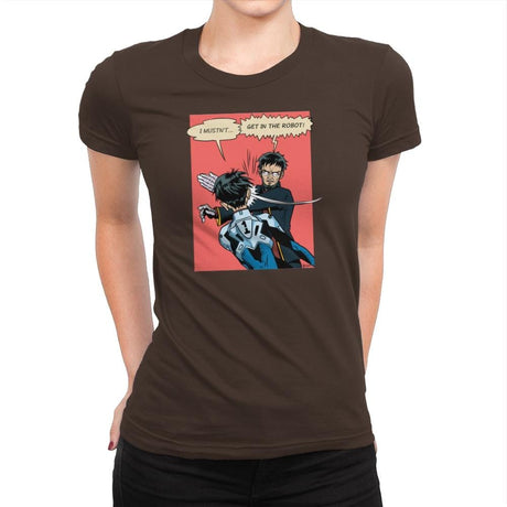 Get in the Robot Exclusive - Anime History Lesson - Womens Premium T-Shirts RIPT Apparel Small / Dark Chocolate