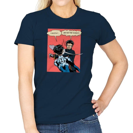 Get in the Robot Exclusive - Anime History Lesson - Womens T-Shirts RIPT Apparel Small / Navy