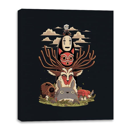 Ghibli Totem - Canvas Wraps Canvas Wraps RIPT Apparel 16x20 / Black