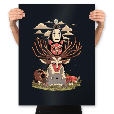 Ghibli Totem - Prints Posters RIPT Apparel 18x24 / Black