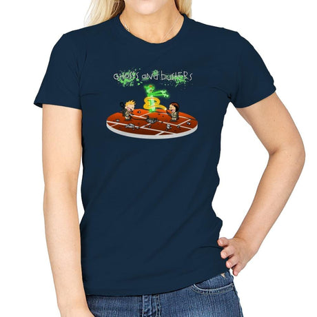 Ghosts and Busters - Womens T-Shirts RIPT Apparel Small / Navy