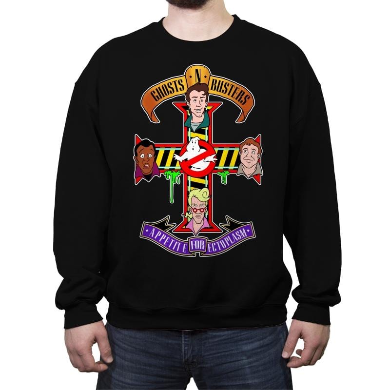 Ghosts N Busters - Crew Neck Sweatshirt Crew Neck Sweatshirt RIPT Apparel Small / Black