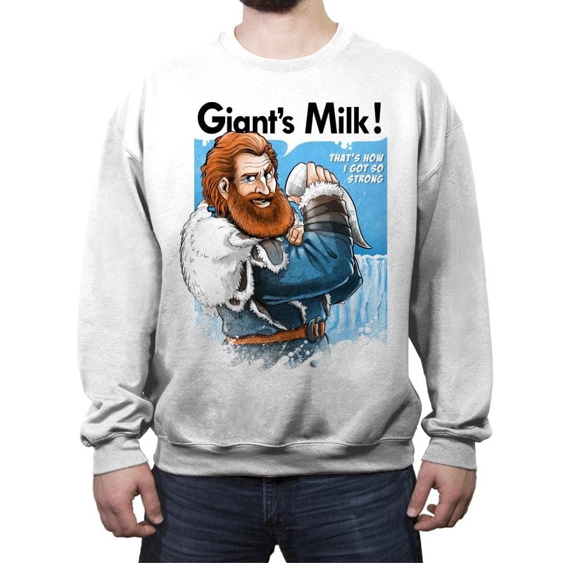 Giant's Milk! - Crew Neck Sweatshirt Crew Neck Sweatshirt RIPT Apparel Small / White