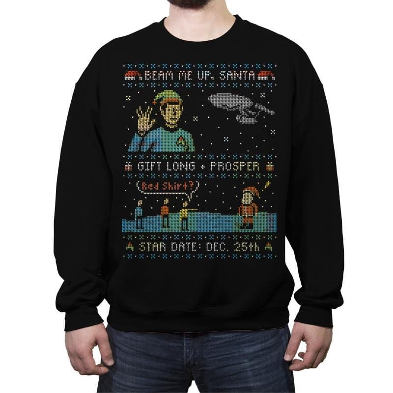 Gift Long and Prosper - Ugly Holiday - Crew Neck Sweatshirt Crew Neck Sweatshirt Gooten 2x-large / Black