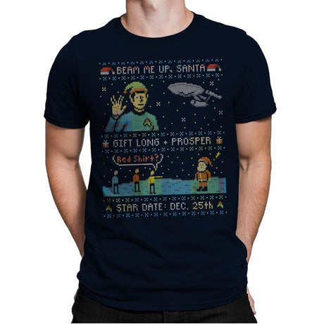 Gift Long and Prosper - Ugly Holiday - Mens Premium T-Shirts RIPT Apparel Small / Midnight Navy