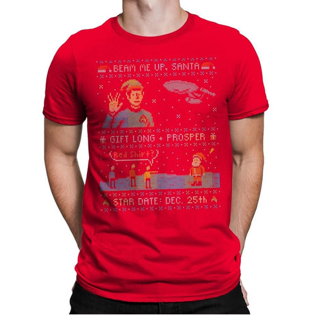 Gift Long and Prosper - Ugly Holiday - Mens Premium T-Shirts RIPT Apparel Small / Red