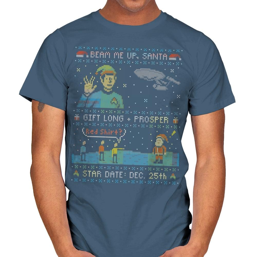Gift Long and Prosper - Ugly Holiday - Mens T-Shirts RIPT Apparel Small / Indigo Blue