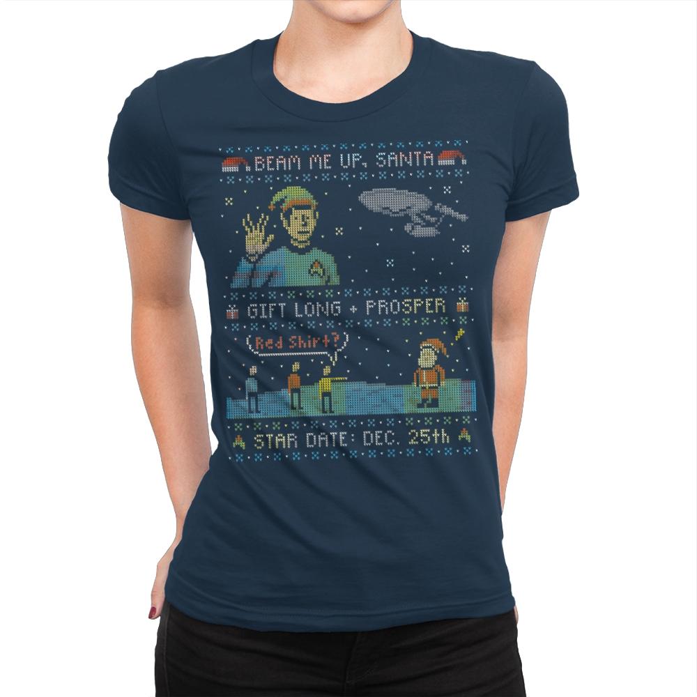Gift Long and Prosper - Ugly Holiday - Womens Premium T-Shirts RIPT Apparel Small / Midnight Navy