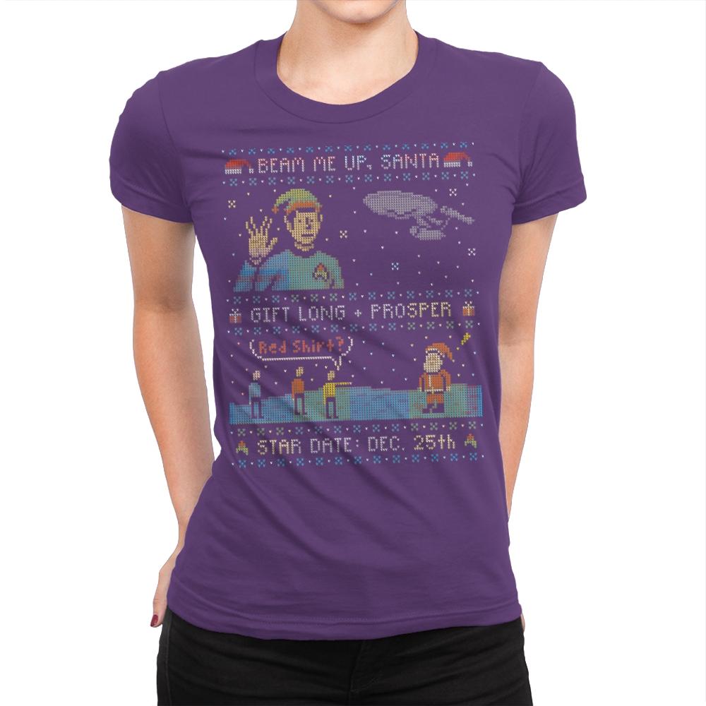 Gift Long and Prosper - Ugly Holiday - Womens Premium T-Shirts RIPT Apparel Small / Purple Rush