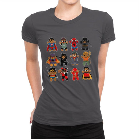 Gingerbread Heroes Villains - Womens Premium T-Shirts RIPT Apparel Small / Heavy Metal