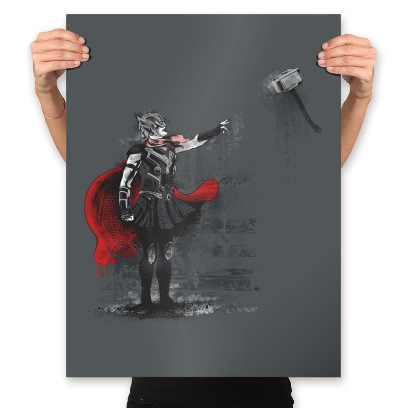 Girl with Hammer - Prints Posters RIPT Apparel 18x24 / Charcoal