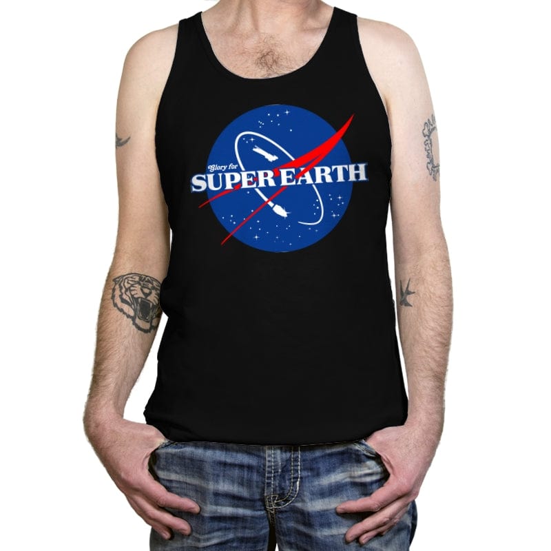 Glory for Super Earth - Tanktop Tanktop RIPT Apparel X-Small / Black