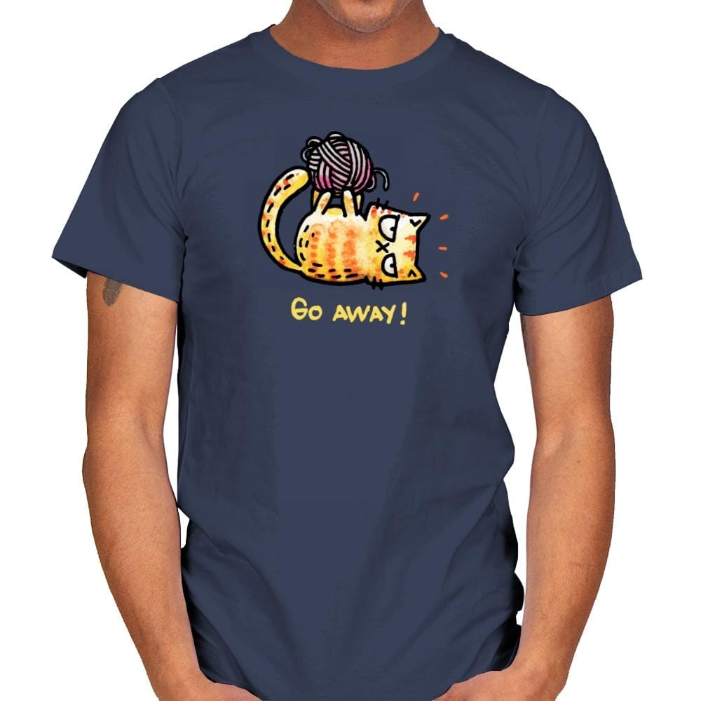 Go Away Right Meow - Mens T-Shirts RIPT Apparel Small / Navy