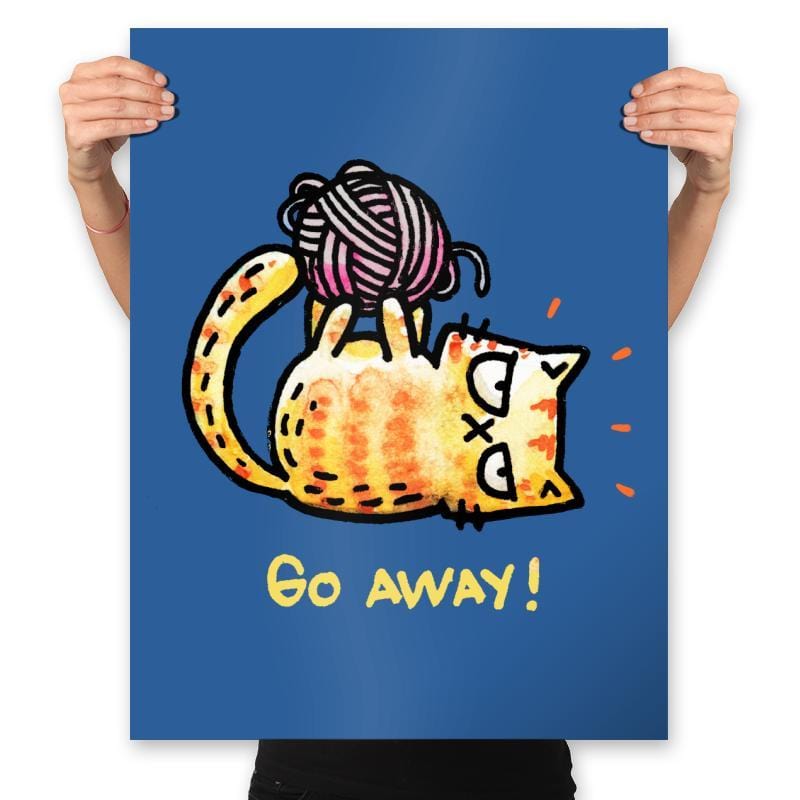 Go Away Right Meow - Prints Posters RIPT Apparel 18x24 / Royal