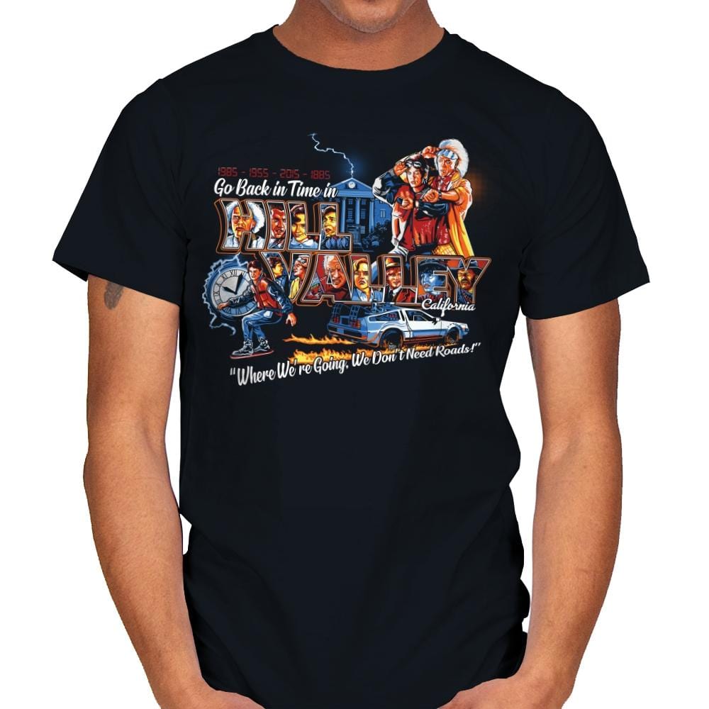 Go Back in Time in Hill Valley - Mens T-Shirts RIPT Apparel Small / Black