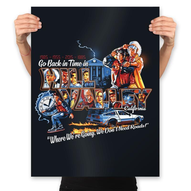 Go Back in Time in Hill Valley - Prints Posters RIPT Apparel 18x24 / Black