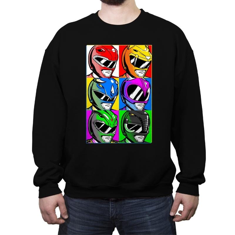 Go Go Pop Art Rangers! - Crew Neck Sweatshirt Crew Neck Sweatshirt RIPT Apparel