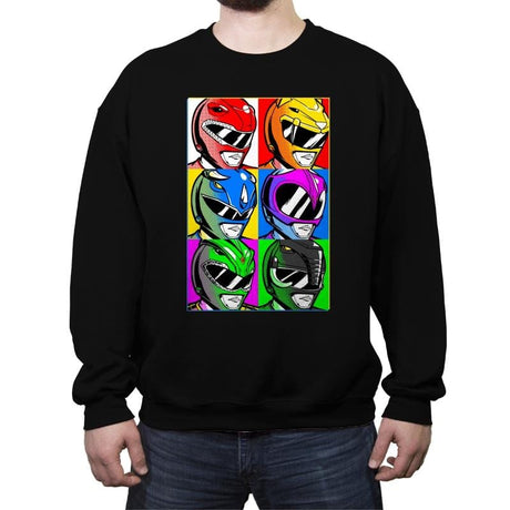 Go Go Pop Art Rangers! - Crew Neck Sweatshirt Crew Neck Sweatshirt RIPT Apparel
