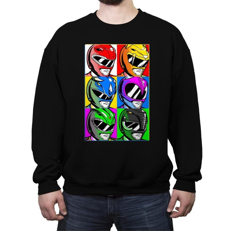 Go Go Pop Art Rangers! - Crew Neck Sweatshirt Crew Neck Sweatshirt RIPT Apparel