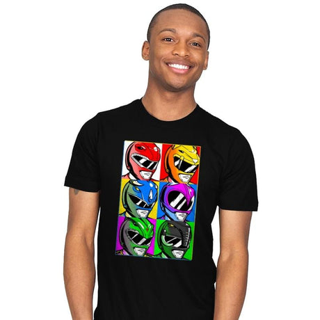 Go Go Pop Art Rangers! - Mens T-Shirts RIPT Apparel Small / Black