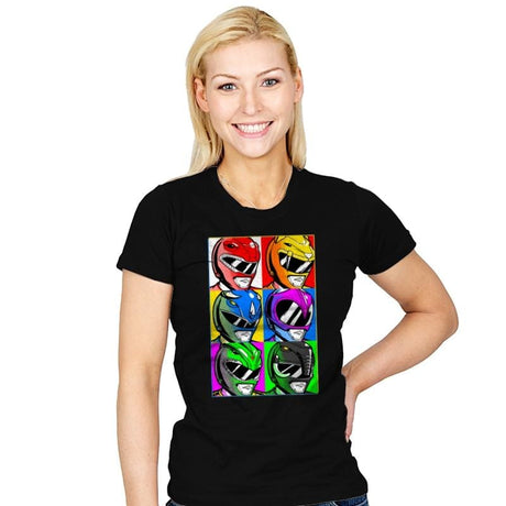 Go Go Pop Art Rangers! - Womens T-Shirts RIPT Apparel Small / Black