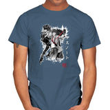 God of the New World - Sumi Ink Wars - Mens T-Shirts RIPT Apparel Small / Indigo Blue