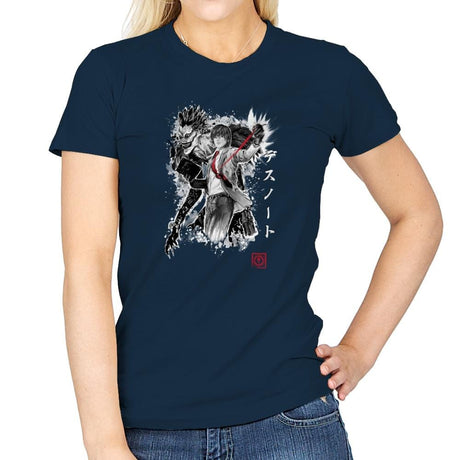 God of the New World - Sumi Ink Wars - Womens T-Shirts RIPT Apparel Small / Navy